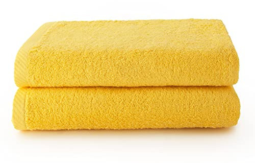 Top Towel - Plus - Lot de 2 Grandes Serviettes de Bain - Grandes Serviettes de Douche - Serviette de Bain de 100 x 150 cm - Citron