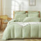 Gezu Housse de Couette Coton220x240cm 100% Coton Vert Parure de Lit Adulte2 Personnes Naturel Gaze de Coton Moderne Super Doux Respirant Linge de Lit avec Fermeture Éclair avec 2Taies d'oreiller 65x65