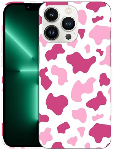GlamCase for iPhone 13 Pro Max, iPhone 13 Pro Max Case - Cow Skin Baby Pink Print Design Printed Slim & Sleek Cute Plastic Hard Snap on Protective Designer Back Case/Cover for iPhone 13 Pro Max