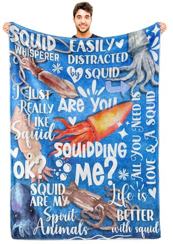 Huglanket Squid Gifts Flanell-Überwurfdecke für Erwachsene, Söhne, Brüder, beste Freunde, Kollegen, 127 x 165 cm