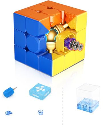 Moyu Super RS3M 3x3 Magic Cube, Professional 3x3 Puzzle Cube Stickerless Magnetic Master Cube Maglev Cube Ball-core Positing Gift for Speed Cuber(Maglev Ball-core Positioning Version)