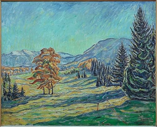 HCOTZHPY Berühmtes Gemälde Leinwand Bilder Kunstdrucke Abstrakt Poster Herbstliche Gebirgslandschaft by Theo Von Brockhusen Moderne Farbposter für Wohnzimmer 60x90cm