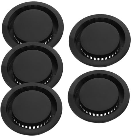 WATIIFUFU 5pcs Ventilation Hole Cover Vents Hole Inserts Max Air Vent Cover for Rv Louver Vent Fan Portable Round Vent Hole for Home Round Air Vent Cover Circular Mesh Air Vent Plastic Black