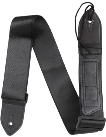 Personalised Leather Guitar Strap Locks - Adjustable for Acoustic, Classical & Electric Guitars - Black