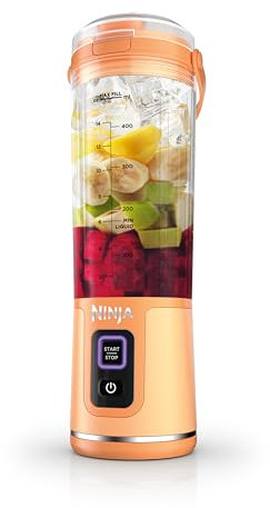 Ninja Blast Portable Blender, Cordless, 18oz. Vessel, Personal Blender for Shakes & Smoothies, BPA Free, Leakproof Lid & Sip Spout, USB-C Rechargeable, Dishwasher Safe Parts, Orange Apricot, BC151AO