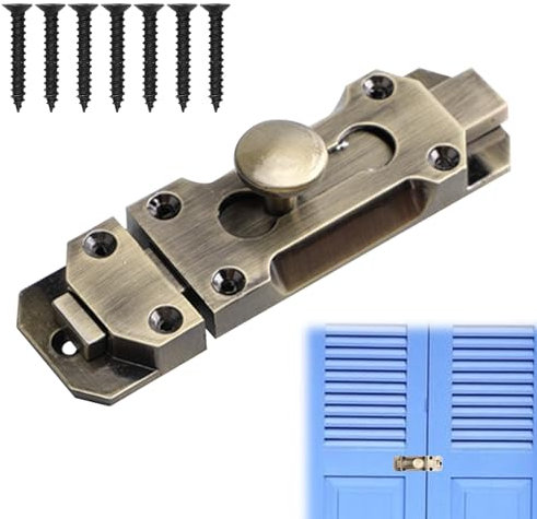 Door Lock Bolt,3 Inch Brass Door Bolt,Antique Zinc Alloy Security Latch Lock,Door Latches for Internal Door,Door Bolts for Internal Doors,for Securing Internal External Doors, Bronze Tone