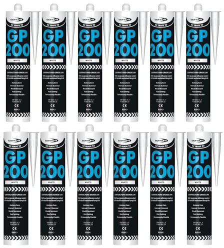 Bond It GP200 General-Purpose Silicone Sealant – 12x White, 275ml | Premium Silicone Fast-Setting – Mould-Resistant – Flexible | Sealant for Home – Kitchens – Bathrooms – Showers – & DIY Projects