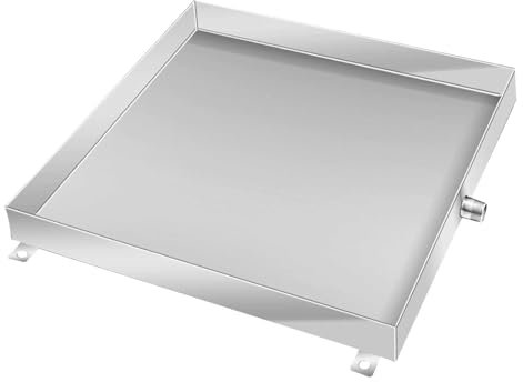 RTTZBOZ Rechteckige Edelstahlwanne, Tropfschale mit Ablauf, Kondensatablaufwanne, Tragbare AC-Tropfschale, Klimaanlagen-Tropfschale mit Gerollten Kanten(60 * 60 * 4cm/24 * 24 * 1.6in)