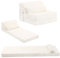 SESHINELL Folding Mattress with Pillow, Single Size Fold Out Sofa Chair Z Bed with Plush Cover & Storage Side Pocket, Floor Mattress Lounger for Guest Room, Living Room, Dorm, Home Office, Beige