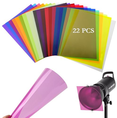 22 stycken färgfolier för strålkastare, A4 färgfolier gel färgfilter, transparent A4-filterfilm, kvadrat färgkorrigering fönsterfolie, färgfilm färgfilter värmebeständigt för lampor