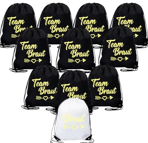 11 Stück Junggesellenabschied Frauen Team Bride Turnbeutel mit Kordelzug JGA Frauen Turnbeutel Damen Team Bride Rucksack Set Braut Tasche Team Braut,Junggesellenabschied Braut Turnbeutel Braut Party