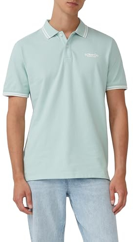 s.Oliver Herren Poloshirt mit Kontrastdetails und Logo (DE/NL/SE/PL, Alphanumerisch, L, Regular, Regular, Ozeangrün)