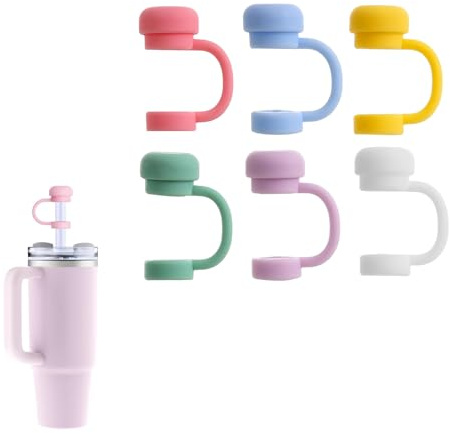 6 Stück Strohhalm Abdeckung für Stanley,Silicon Straw Tips,Straw Cover für Stanley Cup,Wiederverwendbar Strohhalm Verschluss Silikon,Staubschutz Deckel,BPA-frei,Outdoor strohhalm-Kappen in 6 Farben