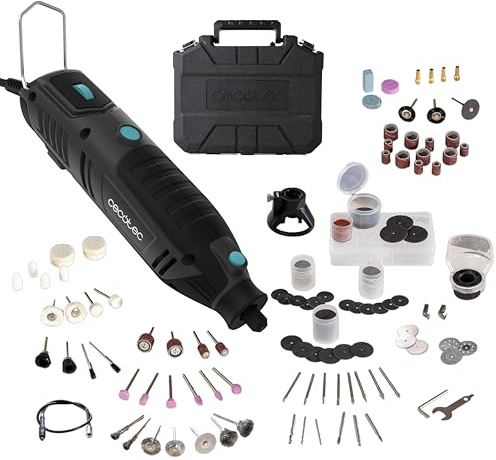 Cecotec Multifunktionswerkzeug Multihand 200 Power 200 W mit Kabel, Drehzahlregelung, 256 Zubehörteile, Flexwelle für Detailarbeiten, Schneiden Schleifen Polieren Gravieren, Koffer für Transport