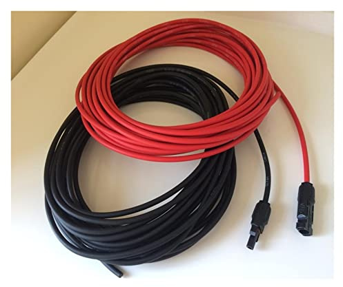 ZHFSWLKW 6/4 / 2,5 mm2 10/12/14 Awg Câble de panneau solaire Fil de cuivre foncé et rouge avec connecteur solaire PV PV Câble(1M_14AWG-2.5MM2)