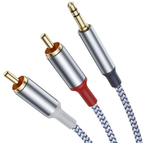 Ticenpe RCA to 3.5mm Cable 1M Phono to 3.5mm Jack Stereo Red and White Audio Cable, RCA to AUX Compatible with Hi-Fi Amplifier Speaker DJ Controller Turntable TV Car Stereo Phone