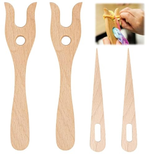 4 Stück Strickgabel, Strickgabel Für Kinder & Erwachsene, Strickwerkzeuge Aus Holz, Holzstricknadel Für Strickprojekte, DIY Webwerkzeuge Für Schmuck Und Puppen