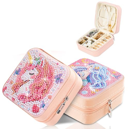 Diamond Painting Schmuckkästchen Kreatives Glitzersteine Bastelset Frauen | Strasssteine Basteln Erwachsene für Weihnachten Geschenk DIY Bastelset Set Mama Frauen Einhorn