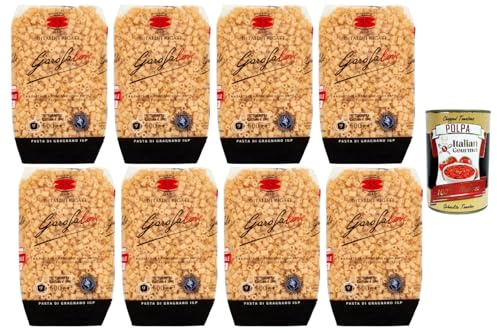 Italian Gourmet Ditalini Rigati Nr. 55 Pasta di Gragnano IGP 8 x 500 g – Kleine gerillte Röhrennudeln aus Hartweizengrieß für Suppen, Minestrone & Pasta e Fagioli + Italian Gourmet Polpa