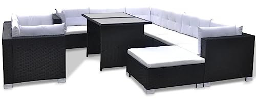 vidaXL Gartenmöbel 10-TLG. Poly Rattan Gartengarnitur Lounge Sofa Sitzgruppe