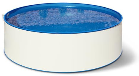 POOL Total Stahlwand Ø 3,50 m x 1,35 m Rundbecken Set Schraubenfreie Montage 0,8 mm Folie blau mit Keilbiese Gartenpool aufgestellt eingelassen versenkt Swimmingpool Schwimmbecken Rundpool Pool