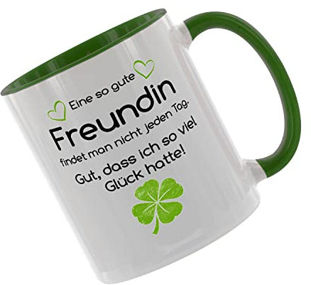 Eine so gute Freundin findet man nicht... - Kaffeetasse mit Motiv, Tasse mit Druck, auch individuell mit Spruch, Foto, Wunschtext, Wunschname (Grün)