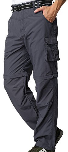Jessie Kidden Mens Cargo Trousers Summer Casual Lightweight Waterproof Convertible Quick Dry for Work Hiking Walking Shorts Pants, 34, 1 Grey
