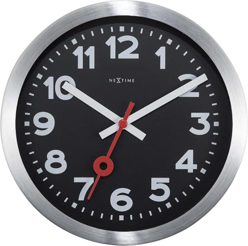 NeXtime Station Wanduhren, Metall und Kunststoff, Schwarz, 17 cm