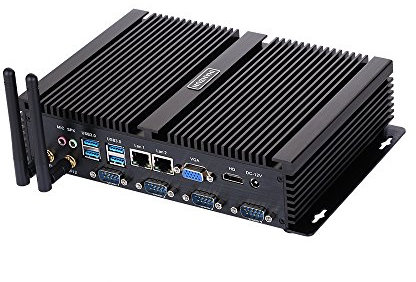 HUNSN Fanless Industrial PC, Mini Computer, Intel Core I5 3317U, Windows XP / 11 or Linux Ubuntu, IM02, WiFi, BT, VGA, HDMI, 2 x LAN, 4 x COM RS232, 4 x USB2.0, 4 x USB3.0, 8G RAM, 128G SSD
