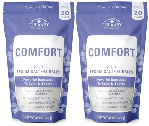 Village Naturals Therapy Comfort Foaming Bath Soak, Blueberry Citrus Scent, 36 oz, Pack of 2