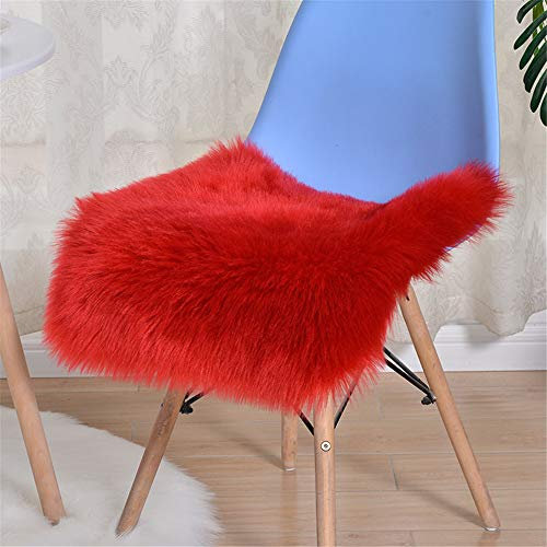 GLITZFAS Sitzkissen,Faux Lammfell Schaffell Sitzauflage Longhair Fell Optik Nachahmung Wolle Sofa Matte Lammfellimitat Teppich (Rot,40 * 40cm)