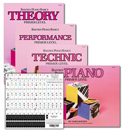 Bastien Piano Basics Primer Level Learning Set By Bastien - Lesson, Theory, Performance, Technique & Artistry Books & Juliet Music Piano Keys 88/61/54/49 Full Set Removable Sticker