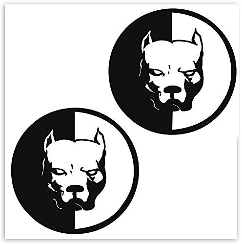 SkinoEu® 2 Stück Vinyl Lustiger Aufkleber Autoaufkleber Stickers Angry Dog Böser Hund Pitbull Auto Moto Motorrad Fahrrad Skate Helm Fenster Spiegel Tür Tuning B 5