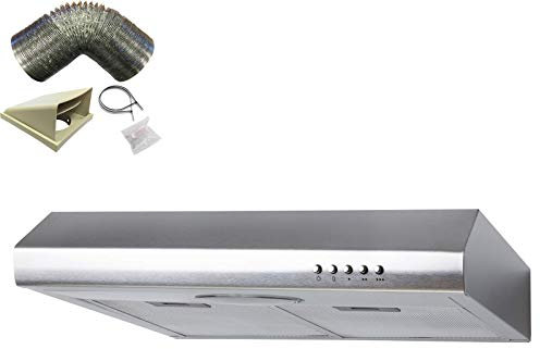 SIA STE50SS 50cm Stainless Steel Slimline Visor Cooker Hood Fan & 1m Ducting
