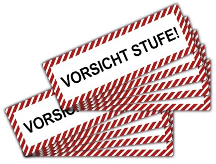 STROBO 10x Aufkleber Vorsicht Stufe - Sticker im Format 7,2 x 21 cm