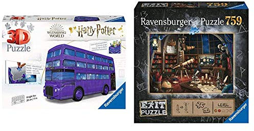 Ravensburger 3D Puzzle Harry Potter Knight Bus - 3D Puzzle für Kinder und Erwachsene mit 216 Teilen, Stiftehalter & EXIT Puzzle Sternwarte, Puzzle Für Erwachsene Und Kinder Ab 12 Jahren, 759 Teile