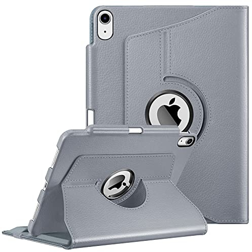 Fintie iPad Air 11 inch 2024 Case, iPad Air 5th Generation 2022/iPad Air 4 2020 10.9 Inch Case with Pen Holder, 360 Degree Adjustable Stand Function, Blue-Grey