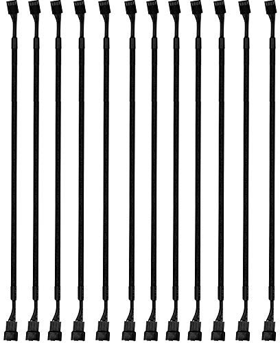 RUNCCI-YUN 12pcs PWM de 4 Pin Cable Extensor Ventilador,cable ventilador PC, PC Cable de Alimentación de Ventilador Macho a Hembra(Trenzado Negro)