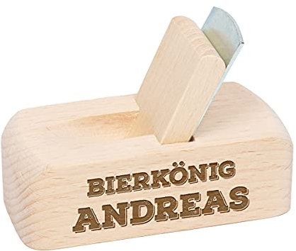 Flaschenöffner aus Holz - Kapselheber Buchenholz - Graviert und personalisiert mit Wunschmotiv - Geschenk für Männer - Biertrinker - Motiv Bierkönig