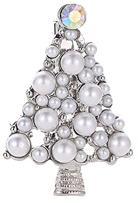 Benoon Perle Weihnachtsbaum Brosche Brosche Pin Weihnachtsbaum Form Faux Perlen Schmuck Brosche Kleidung Dekor, Metall