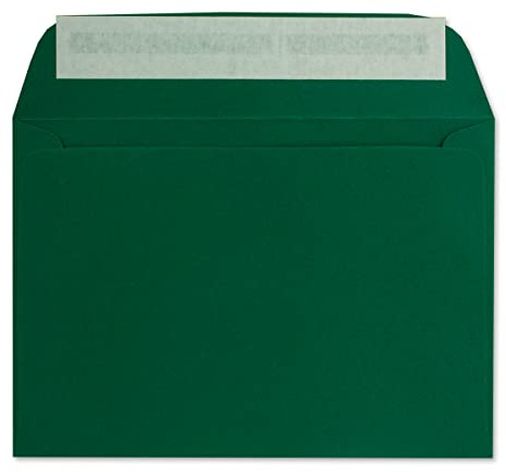 50 DIN C6 Brief-Umschläge Dunkel-Grün - 11,4 x 16,2 cm - 90 Gramm Haftklebung Standard Brief-Kuverts für Taufe & Einladungen von Ihrem Glüxx-Agent