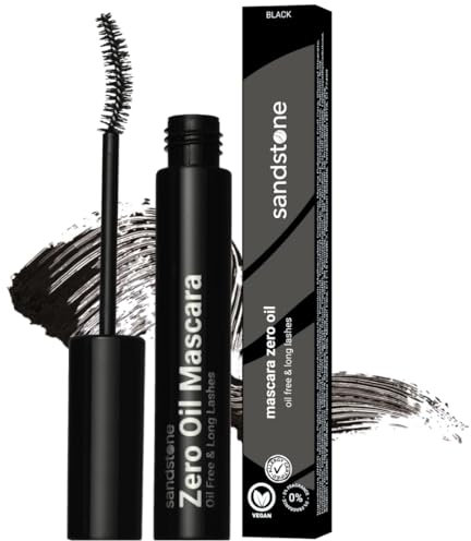 Sandstone Scandinavia Zero Oil Hypoallergene schwarze Mascara für empfindliche Augen – wischfeste, schweißfeste, verlängernde Mascara | Ölfreie Wimperntusche für allergiker geeignet