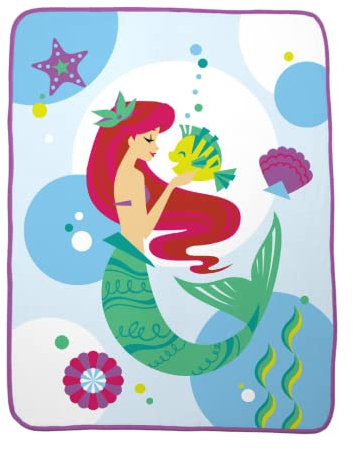 Franco The Little Mermaid Ariel Kinder-Bettwäsche, weicher Plüsch, Mikro-Raschel-Überwurf, 116,8 x 152,4 cm, offizielles Disney-Lizenzprodukt
