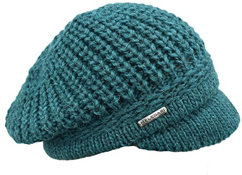 MELEGARI Strickmütze mit Visier | Brenta Peak Hat | Alpaca-Wolle | Made in Italy | Damen/Mädchen | Herbst/Winter, hellblau, One size