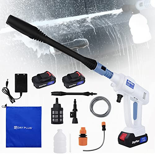 Rondella ad alta pressione portatile a batteria da 21 V, max 45 bar, idropulitrice elettrica portatile con ugello regolabile a 180°, batteria da 3,0 Ah, per lavaggio auto,pulizia dei pavimenti,piscina