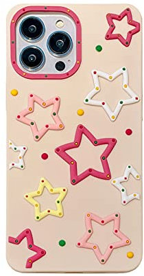 QoKcoahn Fall für iPhone 13, Nette 3D Kawaii Telefon Cases Lustige Bunte Sterne Cartoon Abdeckung mit Schlüsselbund Weiche Silikon Gel Drop Protection für iPhone 13