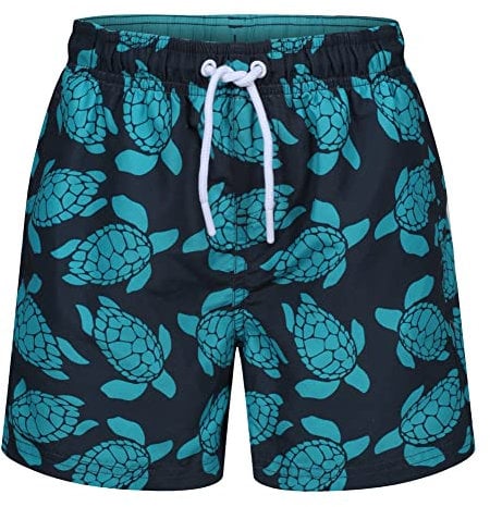 RIPT Performance RCJSHO775_Navy/TURQ_11/12 Pantalones Cortos de Natación para Niños, Tinte de Inmersión Azul, 11-12 Años