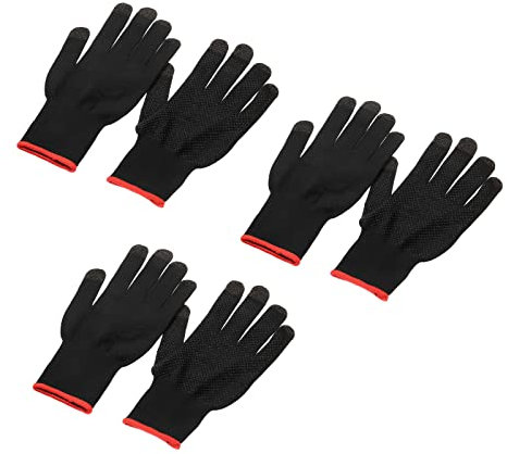 sourcing map Spiel Handschuhe Finger Spielhandschuh Atmungsaktiv Schweißfrei Touch Handy Spiel Regler Handschuh Schwarz/Rot für Handyspiele 3 Set
