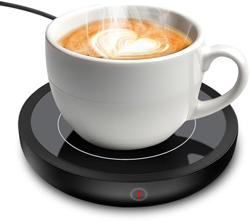 Coffee Mug Warmer for Desk Smart Cup Warmer 4hrs Auto Shut Off, Mug Warmer Electric Heated Coaster Up to 176°F/80℃ with 3 Temp Settings Heating Coffee, Tea, Milk, Candle for Office Home (Black)