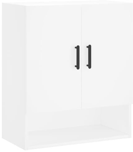 vidaXL Wandschrank, Hängeschrank mit viel Stauraum, Wandmontage Badschrank Medizinschrank, Aufbewahrungsschrank für Wohnzimmer, Weiß Holzwerkstoff